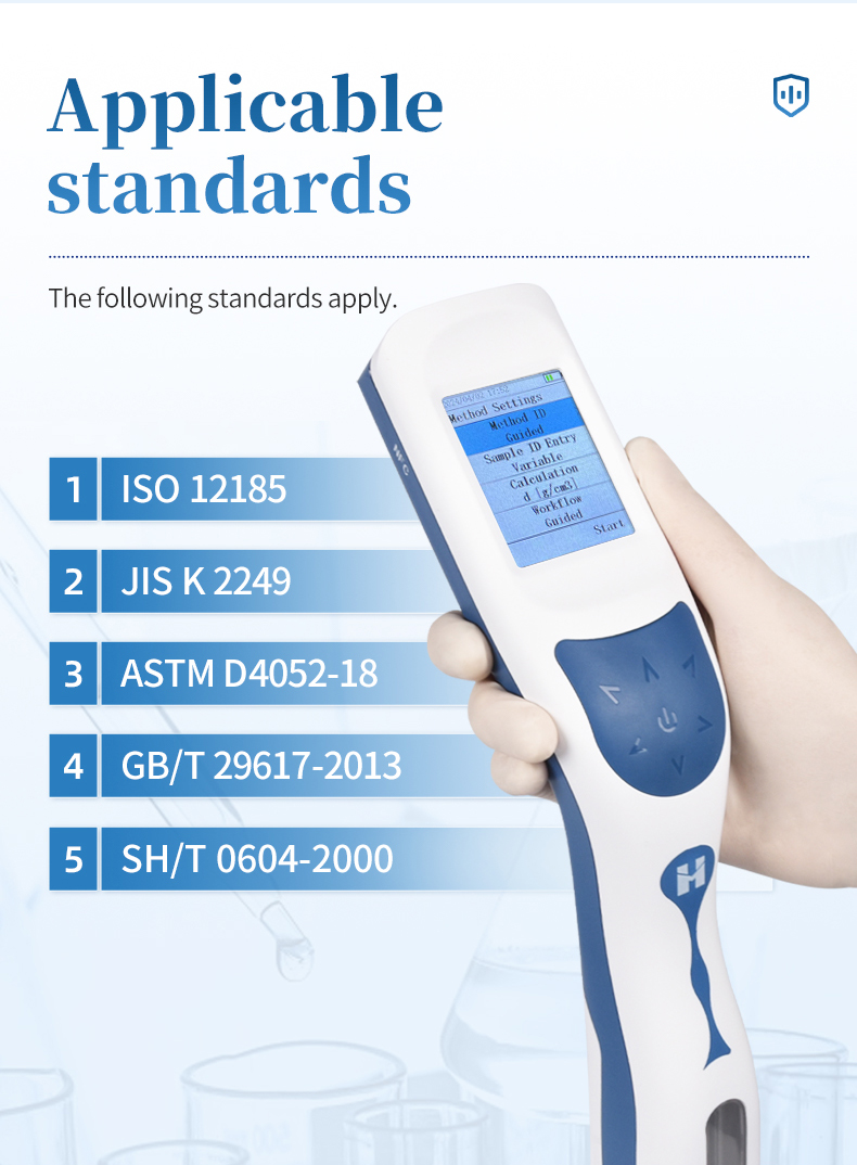 Density meter compliance with ISO 12185 ASTM D4052 and JIS K 2249 standards
