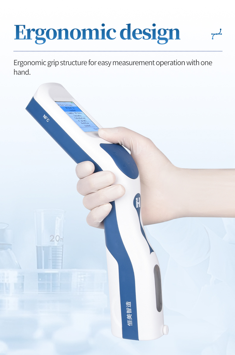 Single-hand ergonomic operation of handheld density meter in laboratory environment