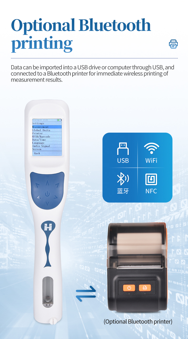 Bluetooth printer USB Wi-Fi NFC data communication for QC density results