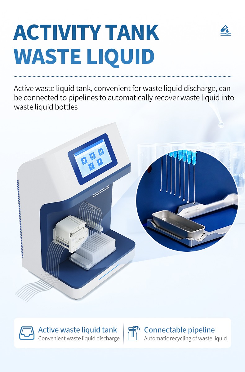 Dispensing needles and waste liquid tank during batch processing